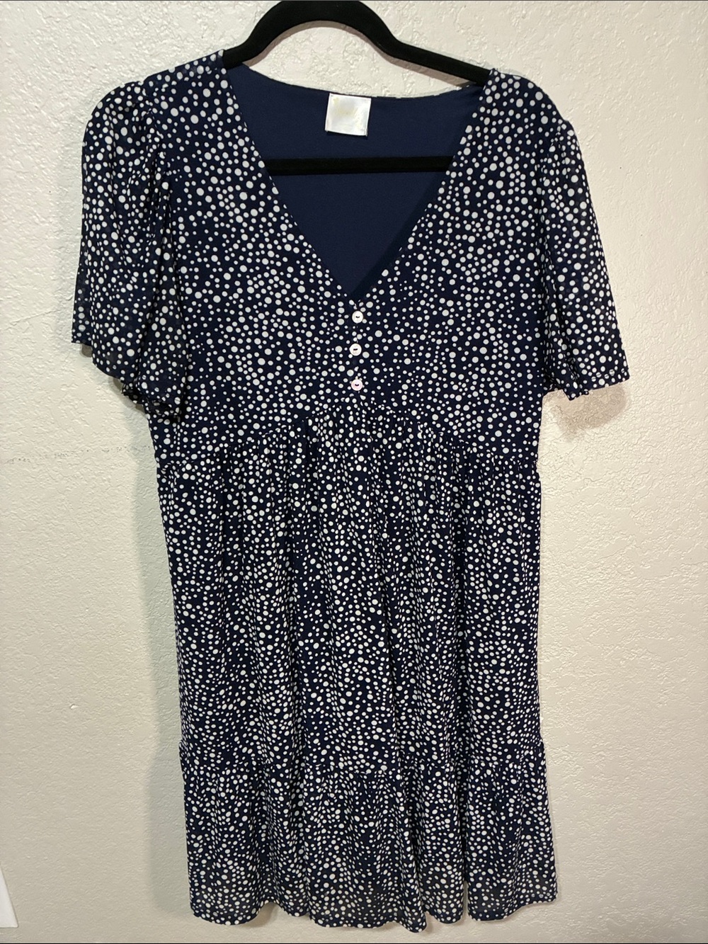 Siren Lily Navy Blue and White Polka Dot Midi Dress